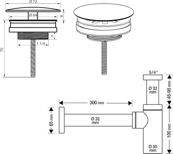Ensemble de lavabo Differnz Helios 37,5 x 18,5 x 9 cm – Lavabo en céramique blanche – Avec robinet d'eau froide à gauche et à droite, finition or mat – Ensemble de lavabo pour salle de bains – Siphon et bouchon de vidange « Always-Open » inclus – Fixation