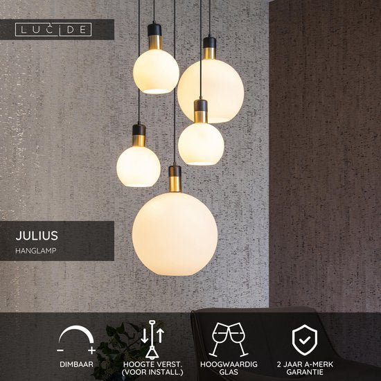 Lucide JULIUS - Suspension - 5xE27 - Opale