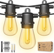 Partizzle 15m Guirlande lumineuse extérieure LED - Lumières de terrasse et de camping - Guirlande lumineuse de Noël - Lumières de Noël - Guirlande lumineuse étanche - 2700K / Blanc chaud