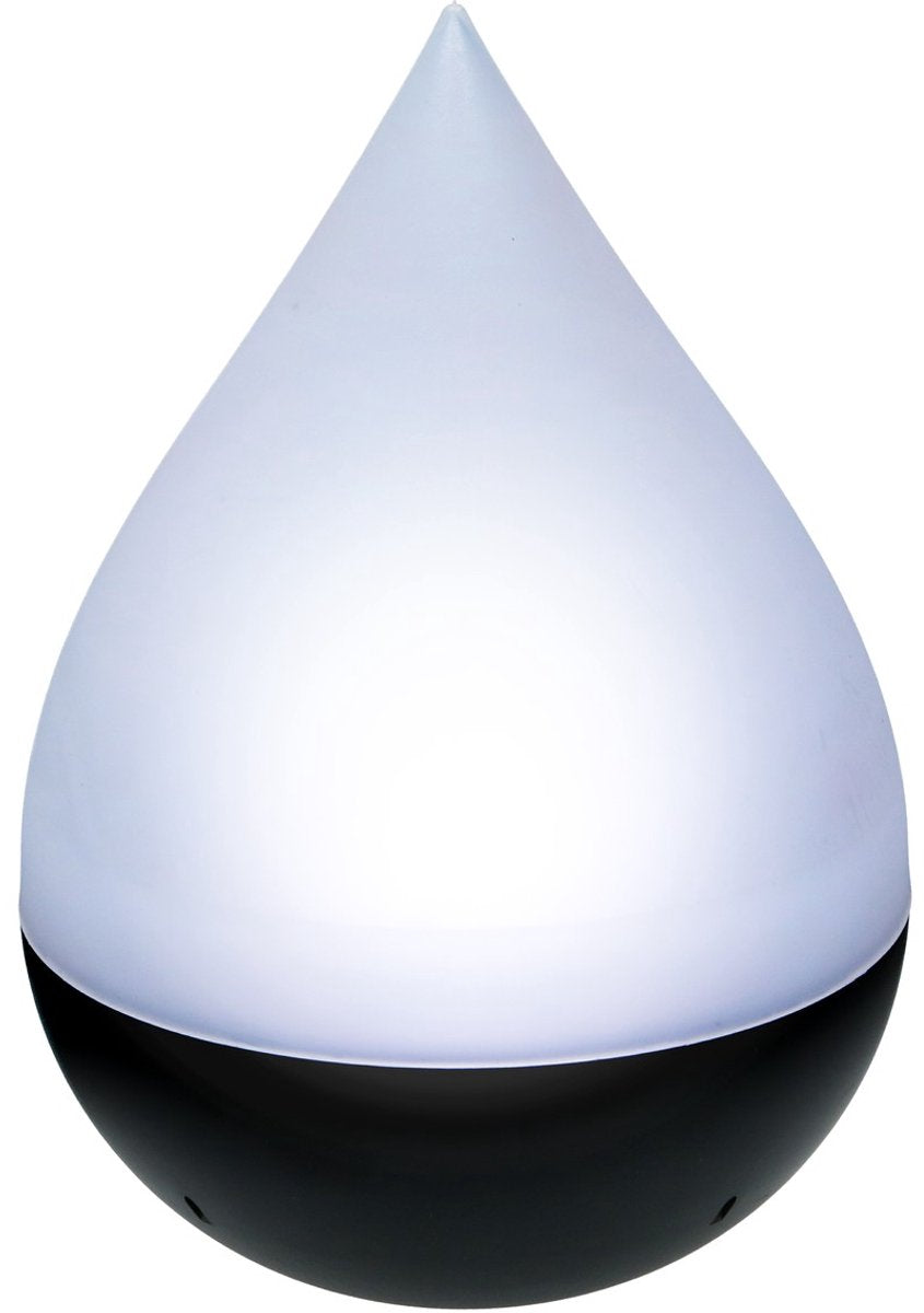 Lampe de table solaire Grundig en forme de goutte - Blanc/Noir - 15 x 15 x 20 cm - Éclairage de jardin à énergie solaire