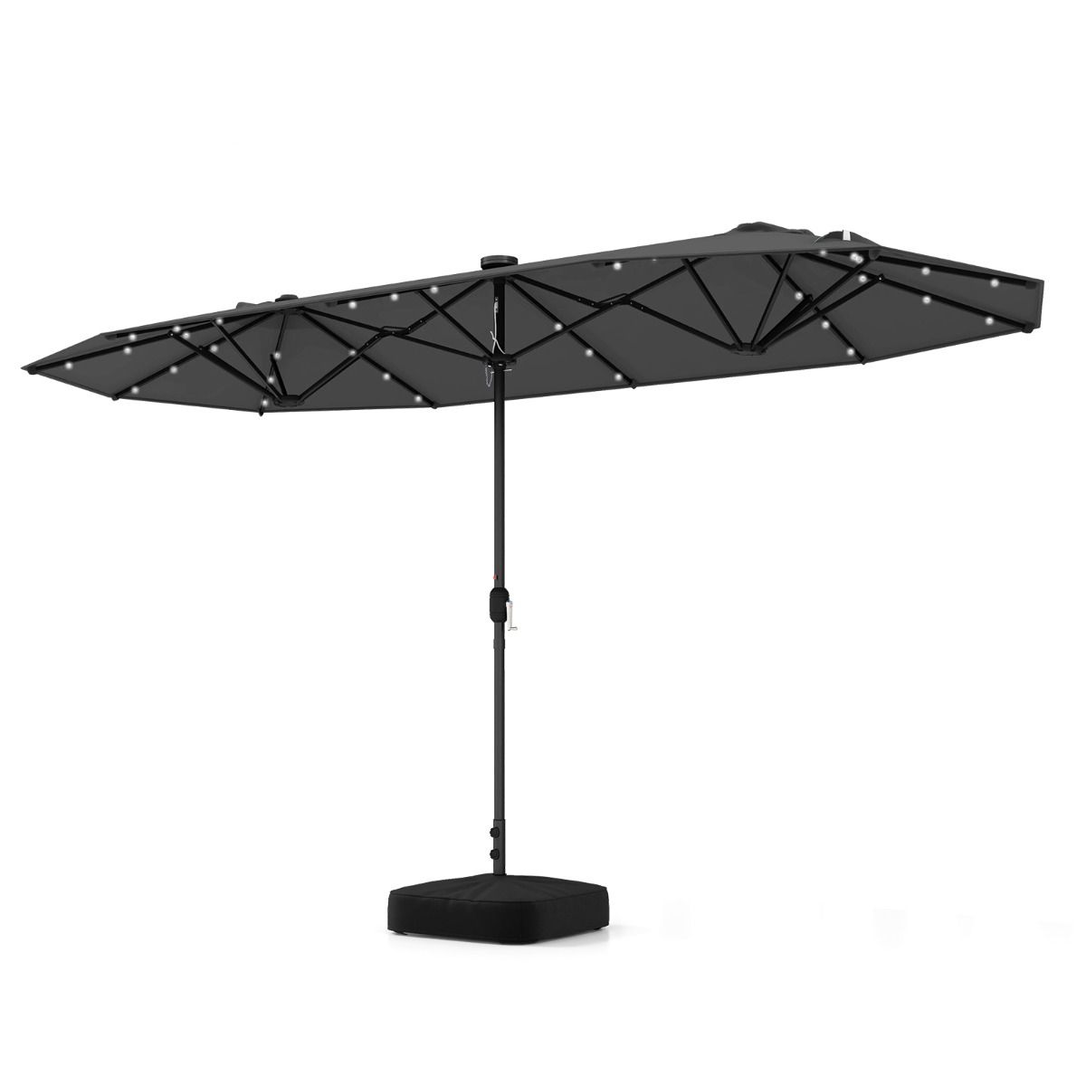 Parasol de jardin double Coast avec éclairage LED à énergie solaire - 400 x 200 cm - Gris