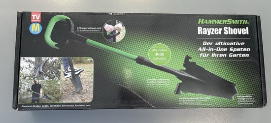 Pelle tout-en-un Hammersmith RayzerShovel - Pelle de jardinage pour sols durs et caillouteux - Pelle avec scie à racines et poignée « soft-touch » - Bord profilé extra-large - Pelle de jardin - Édition vente par correspondance