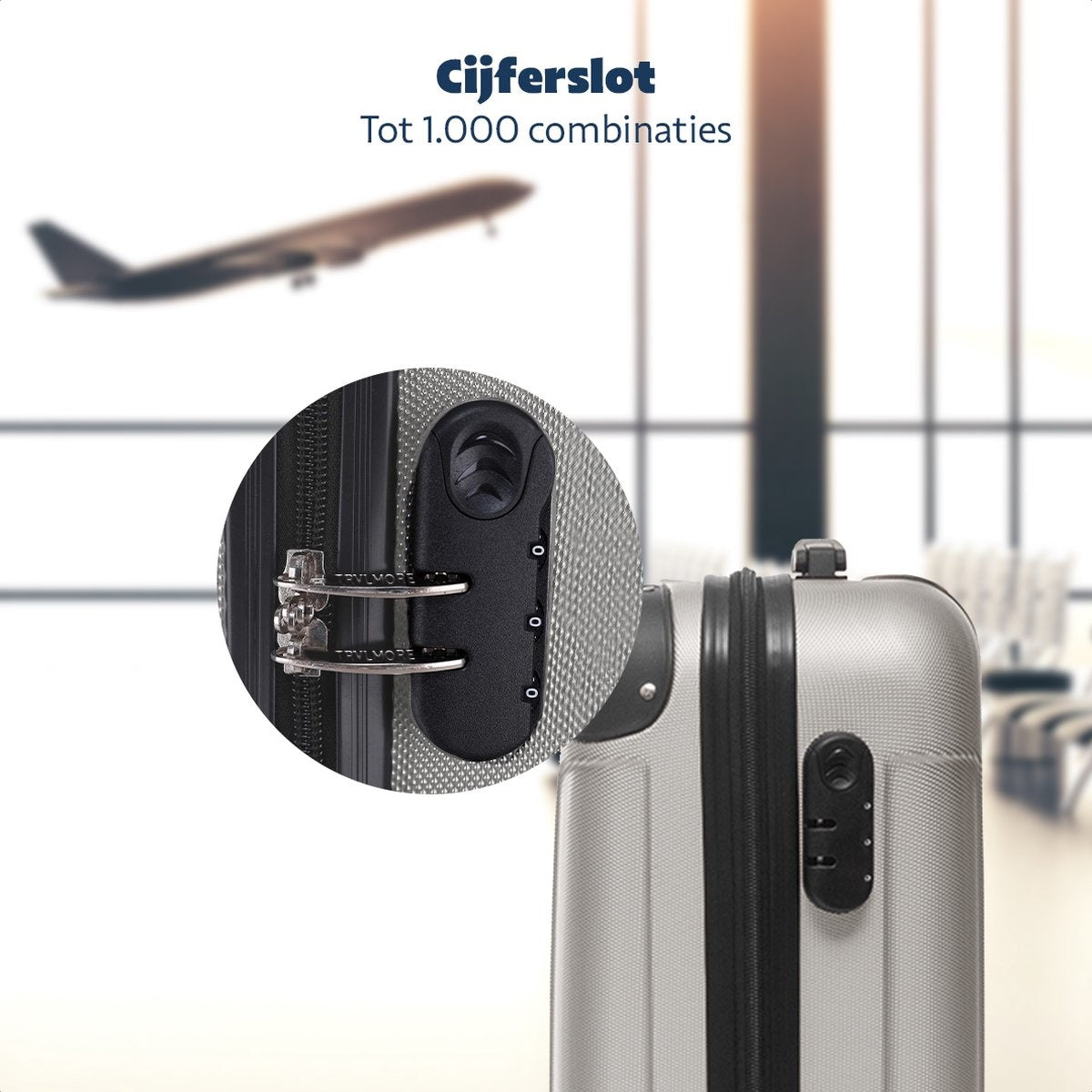 TRVLMORE Bagage à main Valise à roulettes - Serrure à chiffres - 54x36x20cm - 38L - Champagne