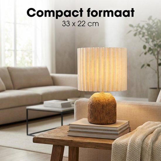 Lampe de table Mica Decorations Frey pour salon - Style Japandi - Lampe décorative avec abat-jour - Lampe de bureau et lampes de table pour salon - 33 x ⌀22 cm - Marron