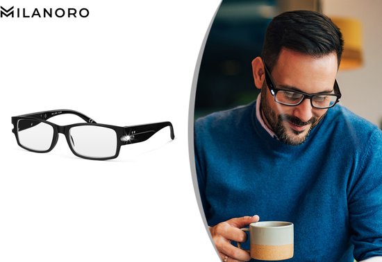 Milanoro - Lunettes de lecture pratiques avec lumières LED intégrées - Correction +2