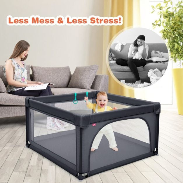 Coast Baby Playpen Ground Box with 50 Playballs Parc pour bébé avec filet respirant 120 x 120 cm Gris foncé