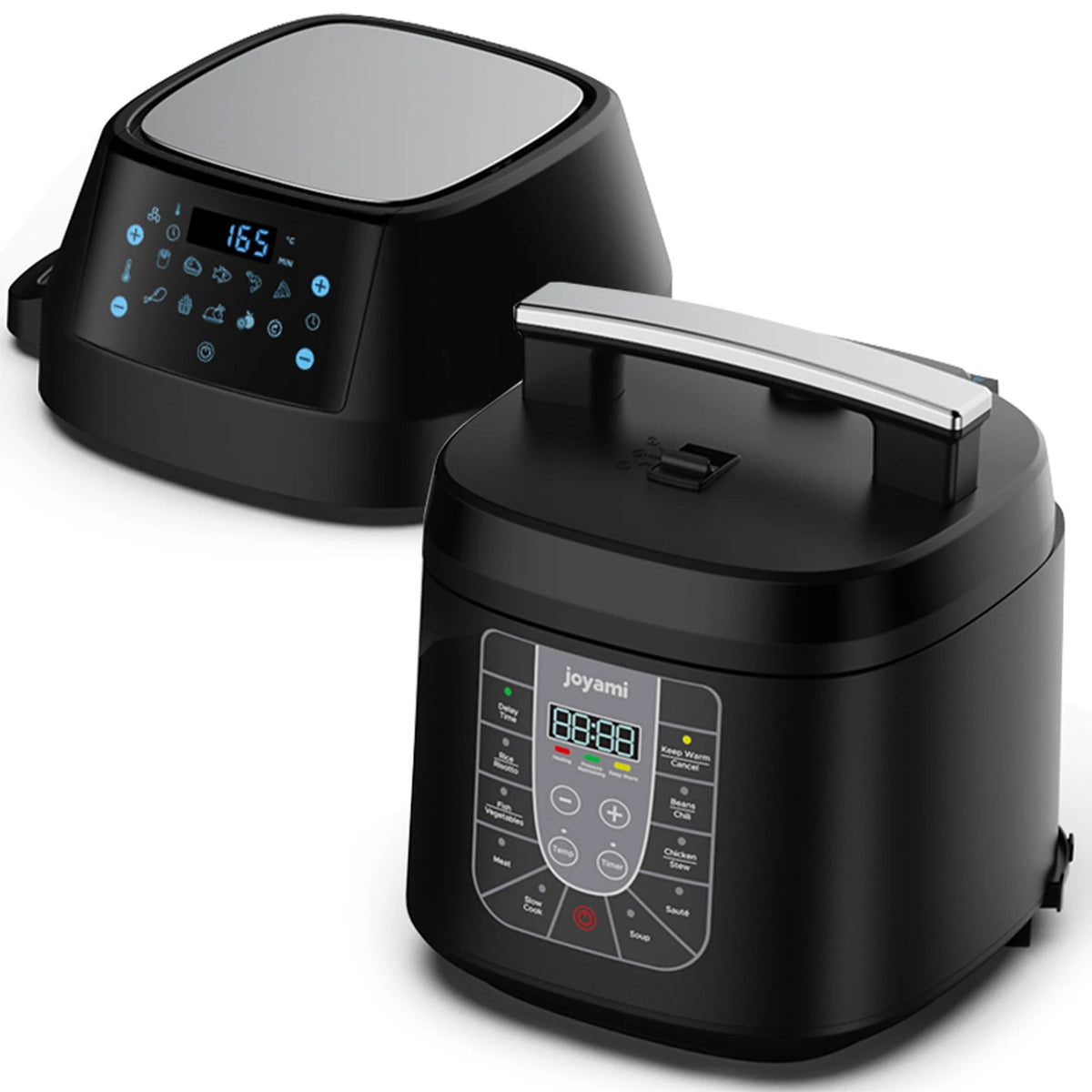 Ensemble friteuse à air chaud et autocuiseur Joyami 6 L - Double écran - Noir