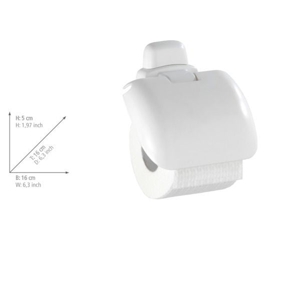 Porte-rouleau de papier toilette WENKO Pure blanc - Avec couvercle rabattable - Plastique