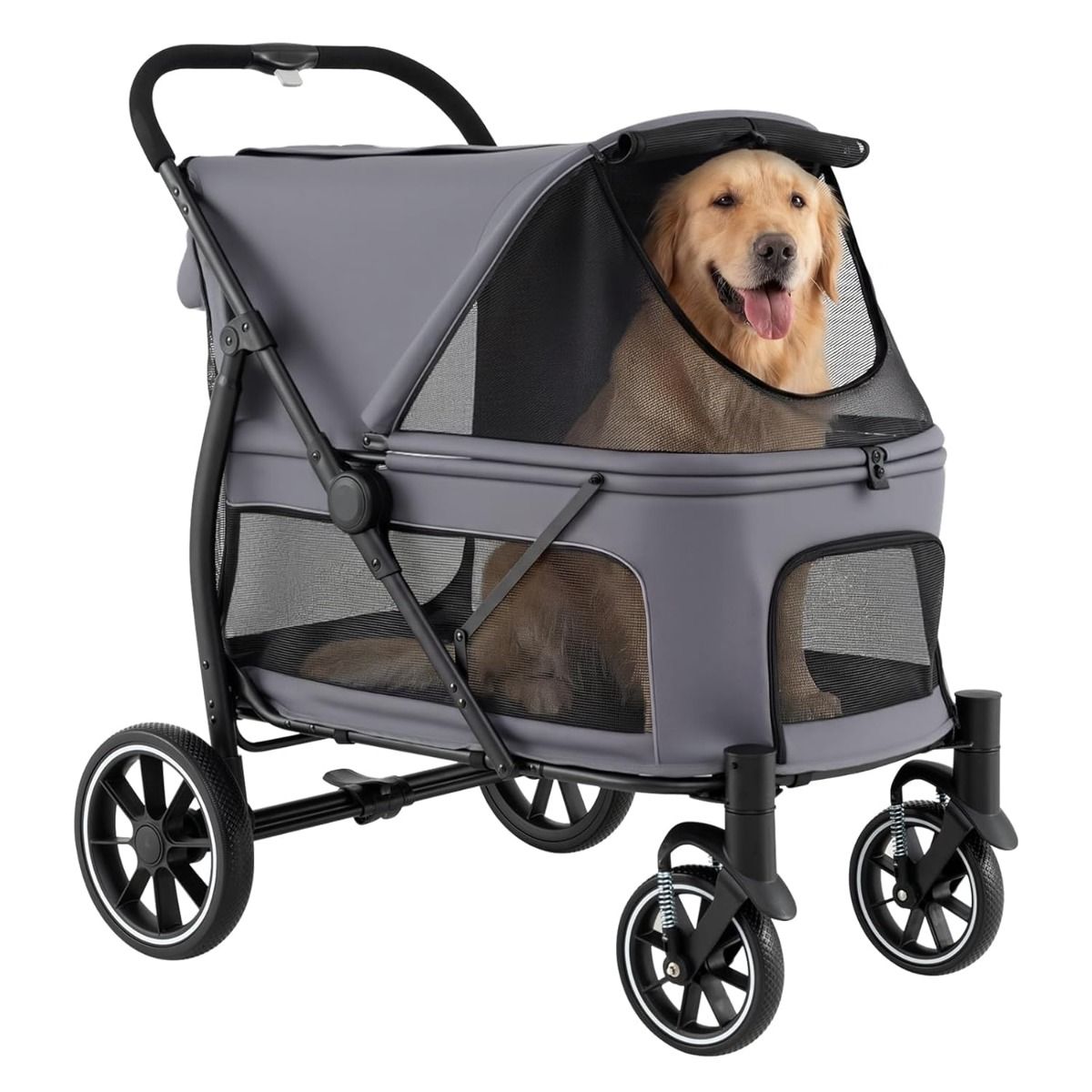 Poussette pour chien Coast - pneus tout-terrain - accès bas - pare-soleil réglable - gris