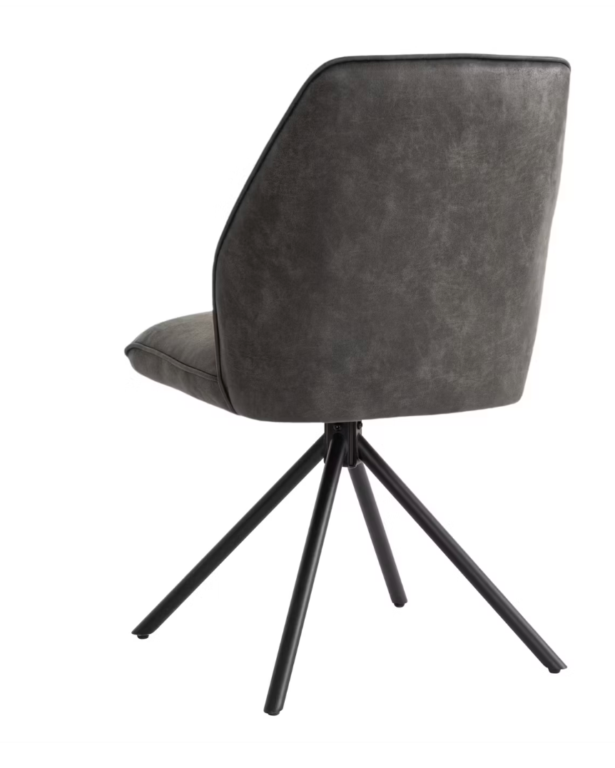Criks Design - Nova Swivel Dining Chair 2 Pieces - 54 x 64 x 87 cm - Piétement pivotant à 180°, fonction retour automatique et assise en contreplaqué - Pour la salle à manger et le bureau - Cuir écologique et métal anthracite
