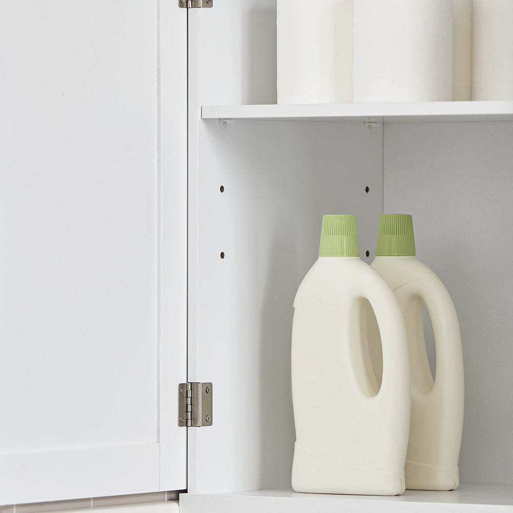 SoBuy BZR17-W Meuble de salle de bain haut - Tiroir, porte et étagères - Blanc - 40x150x33 cm