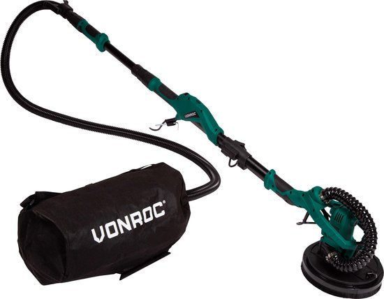 VONROC Ponceuse de plafond télescopique - 1050W - Ø225MM - Idéale pour les plafonds et les murs