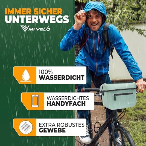 Sacoche de guidon MIVELO Klickfix - 100 % imperméable, 7 L, compartiment pour téléphone