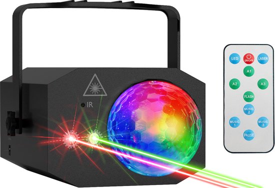 Auronic LED Disco light - Party laser - Kids - Party lighting - Disco light - Remote control and Music controlled - 3 Meter cable