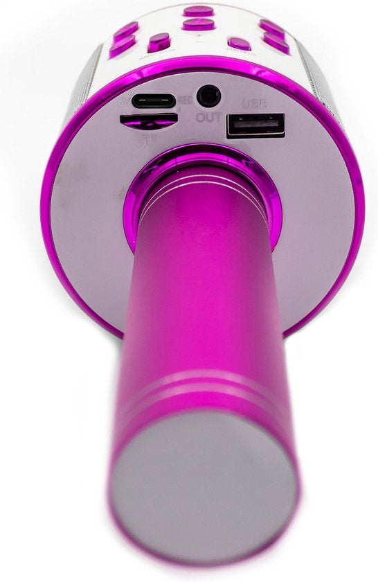 Denver Karaoke Microphone Bluetooth - Sans fil - Ensemble Karaoké - Haut-parleur intégré - AUX - MicroSD - KMS20 - Rose