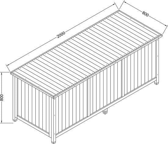 Coffre de rangement en bois AXI Milo L marron - Coffre à coussins avec fond - 800 litres - 200 x 80 x 80 cm – Bois de pruche carbonisé - Coffre de rangement de jardin