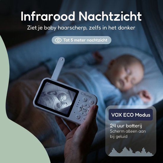 Numsy One Baby Monitor avec caméra - écran 2.8 - vision nocturne - VOX/ECO - fonction Talk-back