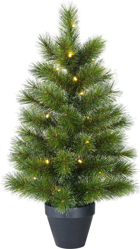 Black Box Trees Glendon Artificial Christmas Tree in Pot with 30 LED Lights - H90 x Ø51cm - Green
