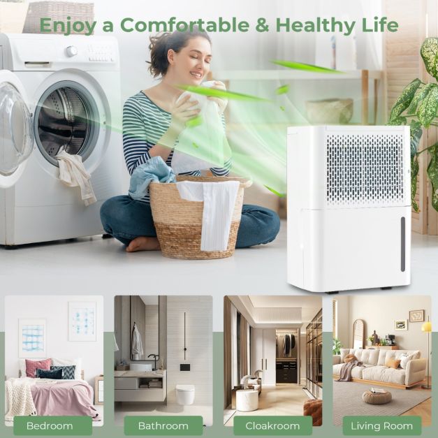 Déshumidificateur Coast - Jusqu'à 15 m² - 240V - 42 dB - Réservoir 2.2L - 27 x 20.5 x 40.5 cm - Blanc