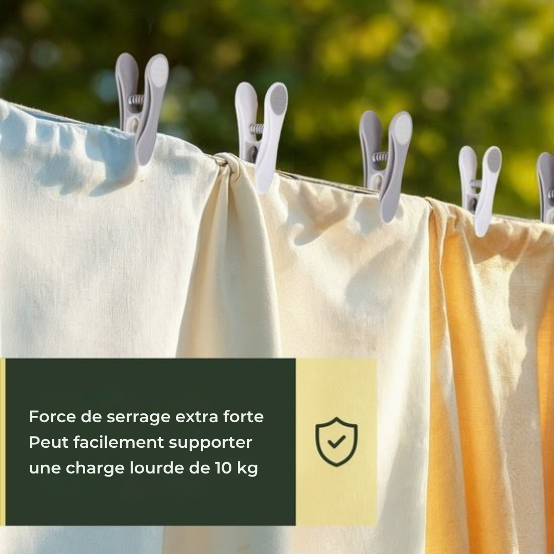 Pinces à linge Gandria - Pinces en plastique - Lot de 48 pièces - Charge max 10 Kg - Gris/Blanc