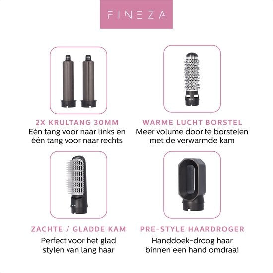 Brosse à air chaud - Fineza - Brushing/Boucleur - Airwrap - Noir