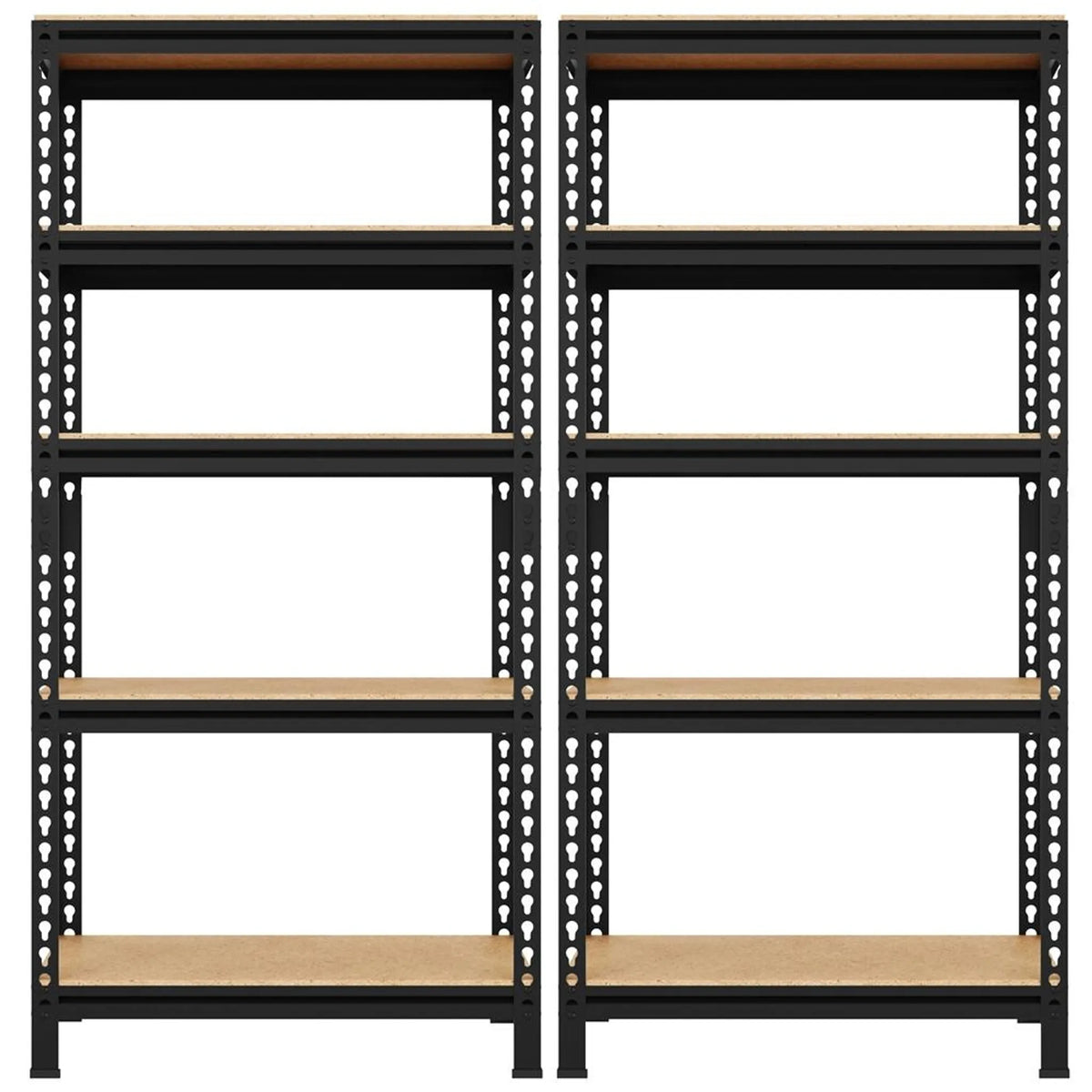 Yaheetech Étagère à 2 éléments 70 x 30 x 150 cm - Noir - 5 tablettes réglables