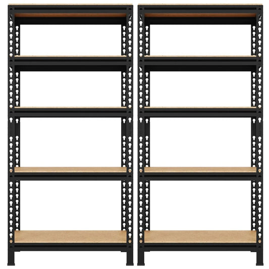 Yaheetech Étagère à 2 éléments 70 x 30 x 150 cm - Noir - 5 tablettes réglables