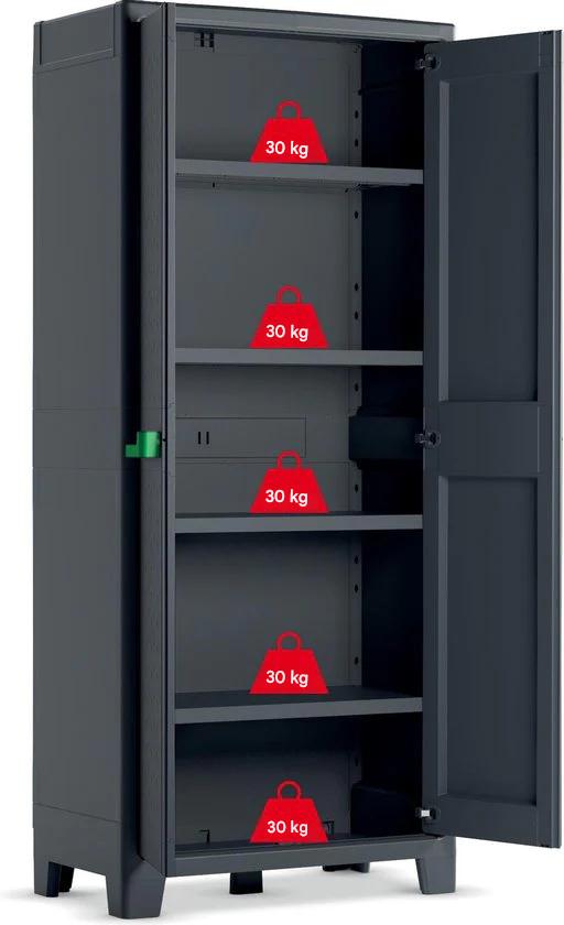 Keter Moby armoire haute - 4 étagères - 80x44x182 cm - Anthracite