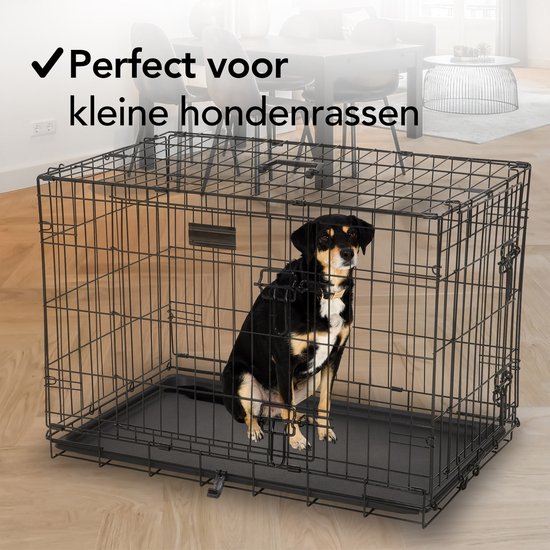 Brixy Dog Bench - Banc pour chiens - Taille M - pliable - 76 x 47 x 54 CM - 2 portes - noir