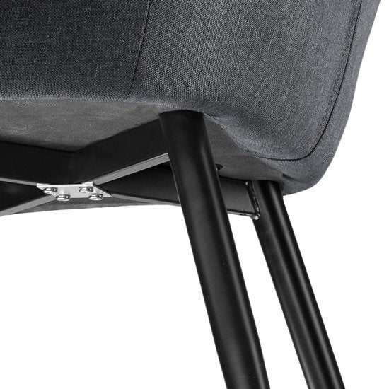 tectake® - Chaise Marilyn Linen Look - chaises de salle à manger - sièges baquets - gris foncé / noir - 403672