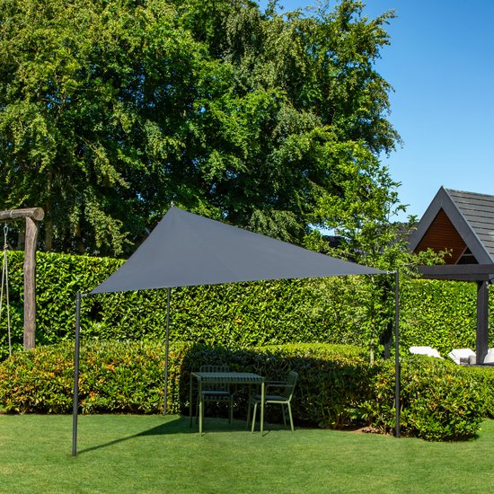VONROC Premium Toile d'ombrage - Triangle - ∆ 360 cm - Hydrofuge - Gris - Sac de rangement et cordon de fixation inclus