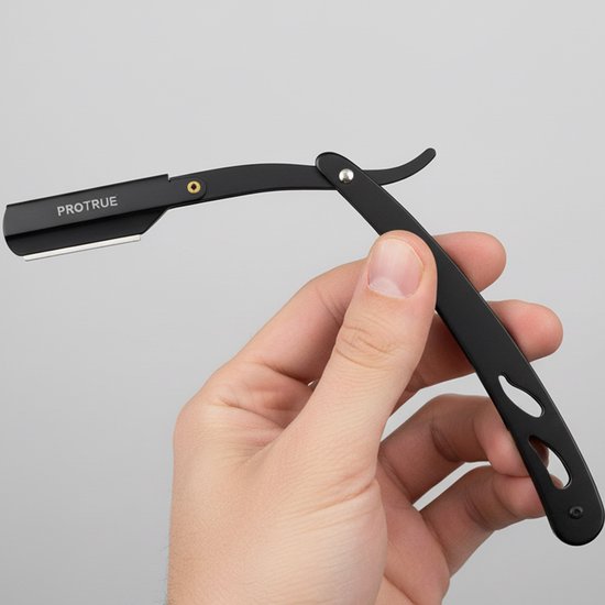 Rasoir ouvert ProTrue avec 100 lames - Rasoir de barbier classique - Shavette - Rasoir de sécurité - Rasoir ouvert pour hommes