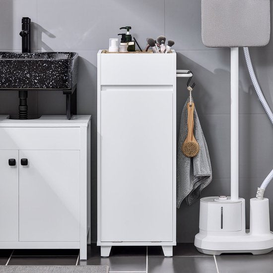 SoBuy BZR159-W Meuble de buanderie - Meuble de salle de bain blanc avec compartiments de rangement