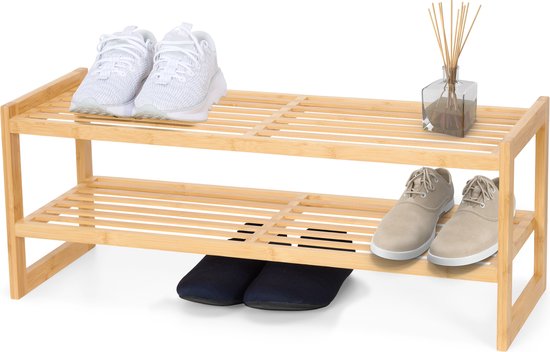 Brixy Shoe Rack - 2 Layers - Bamboo Shoe Rack - Shoe Cabinet - For 9 Pairs of Shoes - Wood
