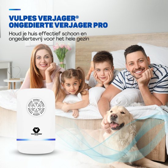 Vulpes Goods répulsif à ultrasons pour souris PRO - 8-en-1 - Répulsif pour souris d'intérieur - 4 pièces - Blanc