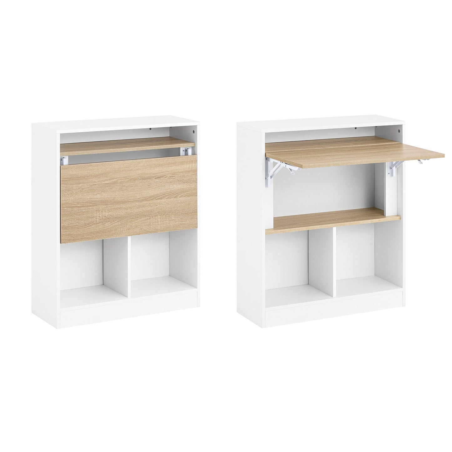 Bureau pliant peu encombrant avec étagères de rangement - SoBuy FWT104-WN - blanc - 70 x 57 x 85 cm
