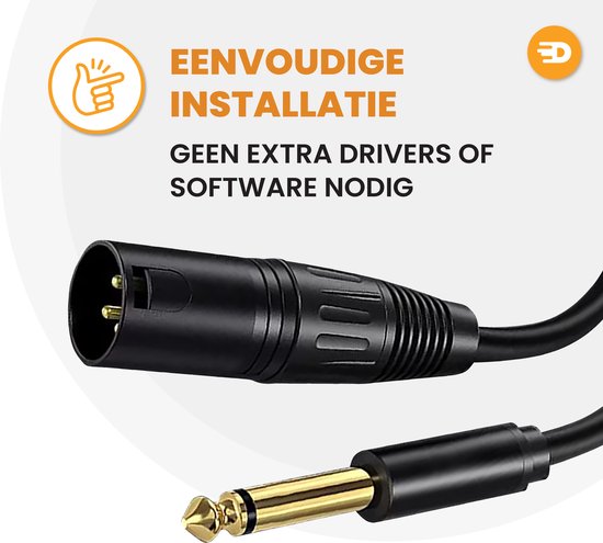 Drivv. Premium XLR Cable - XLR mâle vers jack 6,35 mm mâle - Jack stéréo - 2 mètres