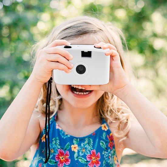 TibaGoods appareil photo jetable - avec rouleau - étanche - appareil photo analogique - appareil photo pour enfants - blanc