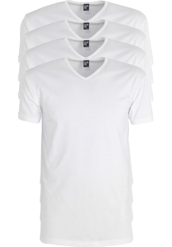 Alan Red - S - T-shirts Oklahoma - pack de 4 - col en V stretch - blanc