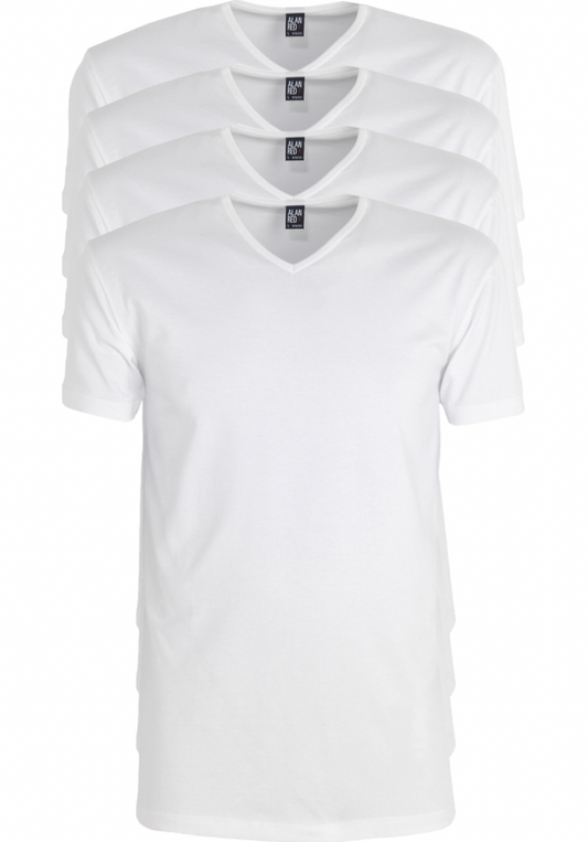 Alan Red - S - T-shirts Oklahoma - pack de 4 - col en V stretch - blanc