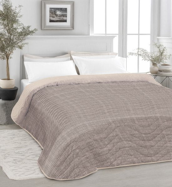 Vitality Pur - Couvre-lit en coton de luxe - 2 personnes - Brown/MicMac - 240x215