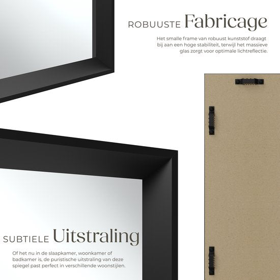 tectake® - Miroir mural Elina - Miroir de salle de bain - Miroir rectangulaire avec cadre en plastique solide - 40x60 cm - Miroir pour la salle de bain, le salon ou la chambre à coucher
