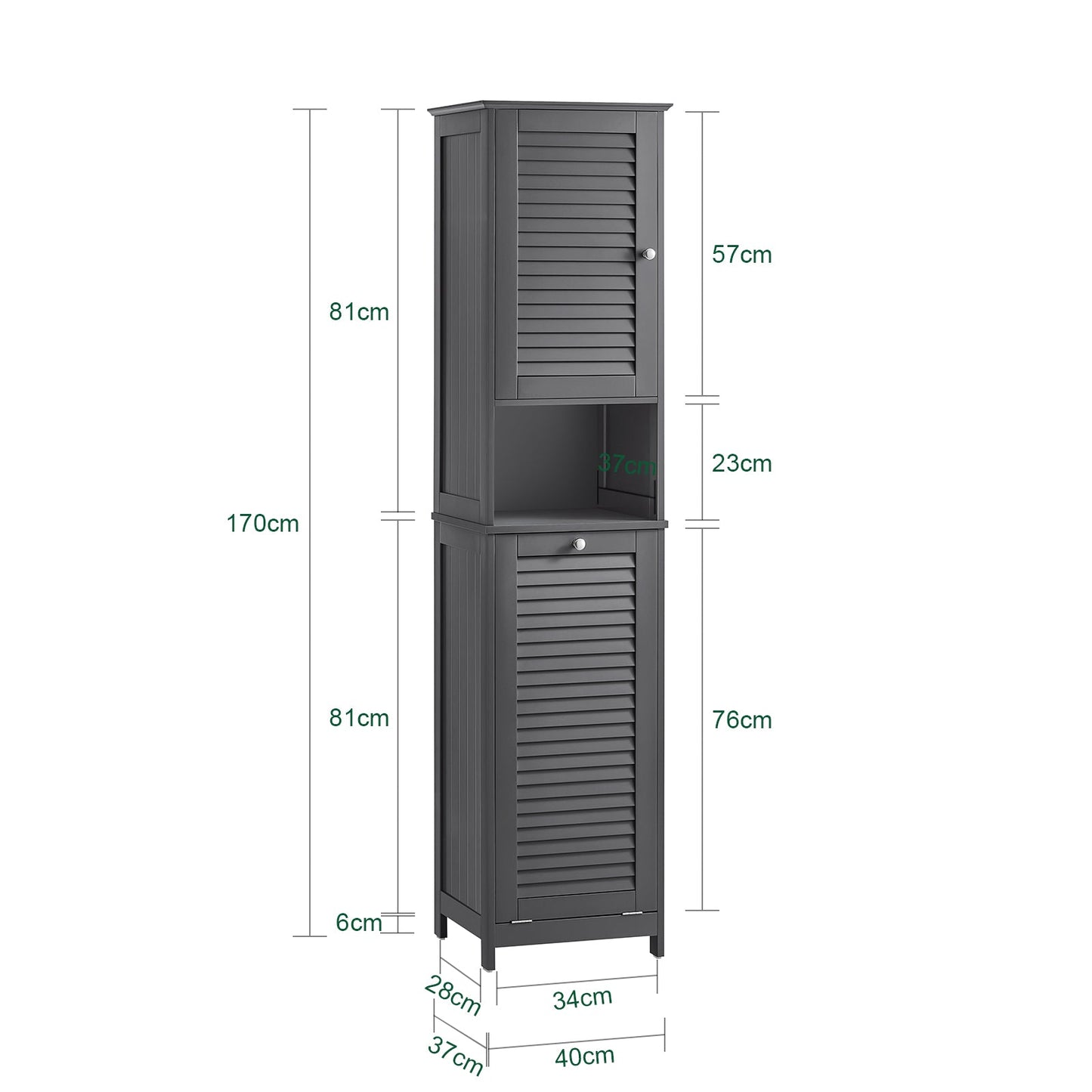 SoBuy Meuble colonne - BZR124-DG - Salle de bain - Panier à linge amovible - Anthracite