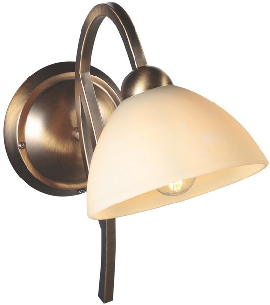 Anthea 4328BR – Applique murale classique avec structure couleur bronze et abat-jour en verre aspect marbre de 17 cm, douille E27, Steinhauer