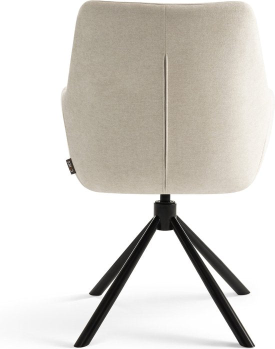 Furnihaus Chaise de salle à manger pivotante Olivia avec accoudoir Tissu beige