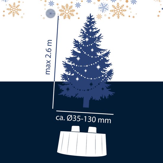 Support de sapin de Noël Arti Casa - Base de sapin de Noël pour vrai sapin de Noël - Support de sapin de Noël pour l'intérieur - Troncs entre 35 - 130 mm