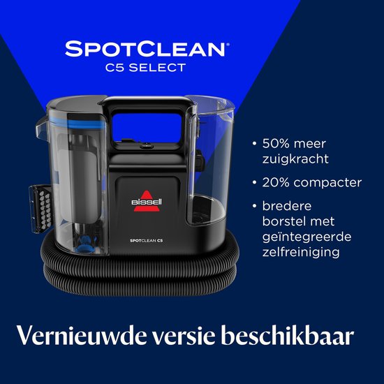 Nettoyeur de taches portable BISSELL MultiClean Spot & Stain - Avec technologie HeatWave et 4 embouts - Nettoyeur de moquette pour canapé, voiture et matelas - Nettoyeur de moquette - Tuyau extra-long de 2,2 m - Appareil de nettoyage - Nettoyeur de canapé