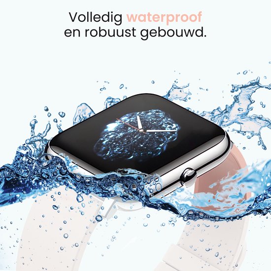 MAOO AMPLIFY Smartwatch - Protection d'écran incluse - Fréquence cardiaque, pression artérielle, saturation sanguine, sommeil, distance - Podomètre - Smartwatch femmes - Montre - Cadeau de Noël - Rose