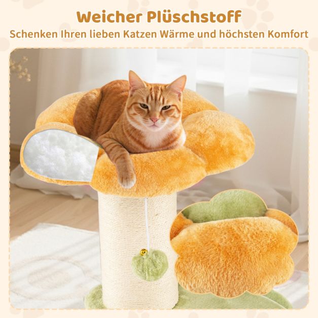 Arbre à chat Coast Flower - Petit griffoir avec siège en peluche 40 x 40 x 69 cm - Jaune