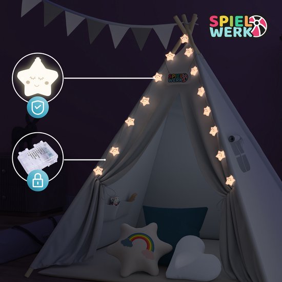 Spielwerk Tente de jeu - LED 3 coussins tendeurs 130x130x160cm - Gris